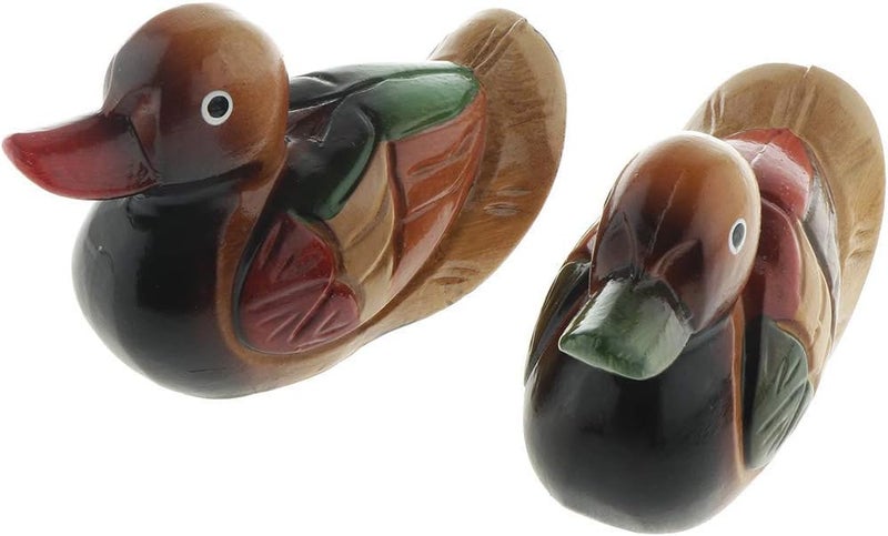 FRECI 2pcs Duck Ornament Wooden Ducks Statues Hand Carved Figures Wedding Gifts - Mandarin Duck - Image 3