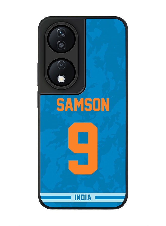 Stylizedd Rugged Black Edge Case for Honor X7b, Slim fit Case Flexible Anti Drop TPU Gel Thin Cover -  Team India Sanju Samson, Jersey No 9 - Image 1