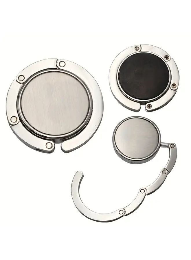 خطاف طاولة قابل للطي من الفولاذ المقاوم للصدأ الفضي مع مشابك أمان وبكرات سلسة - Image 4