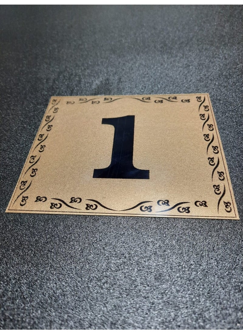 GEN Door Number 10X12 cm Adhesive No 1 Metallic Golden Yellow  - Image 1