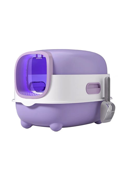 SAPU UV Extra Large Space Cat Litter Box，Enclosed Litter Box with Lid,Foldable Litter Box with Ultraviolet Germicidal Lamp,Closed Smell Proof Anti-Splashing, Litter Box with Scoop