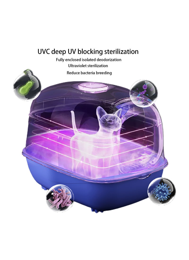 SAPU - SAPU UV Extra Large Space Cat Litter Box，Enclosed Litter Box with Lid,Foldable Litter Box with Ultraviolet Germicidal Lamp,Closed Smell Proof Anti-Splashing, Litter Box with Scoop - Image 1