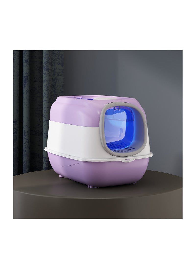 SAPU - SAPU UV Extra Large Space Cat Litter Box，Enclosed Litter Box with Lid,Foldable Litter Box with Ultraviolet Germicidal Lamp,Closed Smell Proof Anti-Splashing, Litter Box with Scoop - Image 1