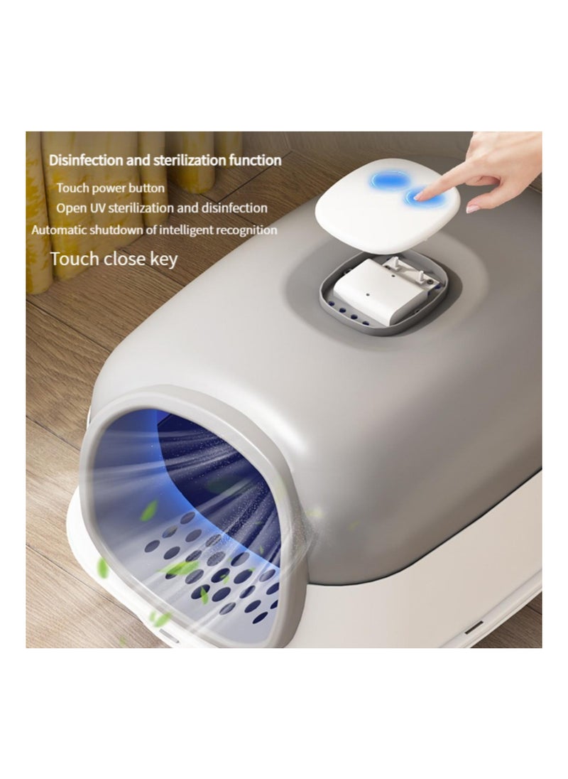 SAPU - SAPU UV Extra Large Space Cat Litter Box，Enclosed Litter Box with Lid,Foldable Litter Box with Ultraviolet Germicidal Lamp,Closed Smell Proof Anti-Splashing, Litter Box with Scoop - Image 1