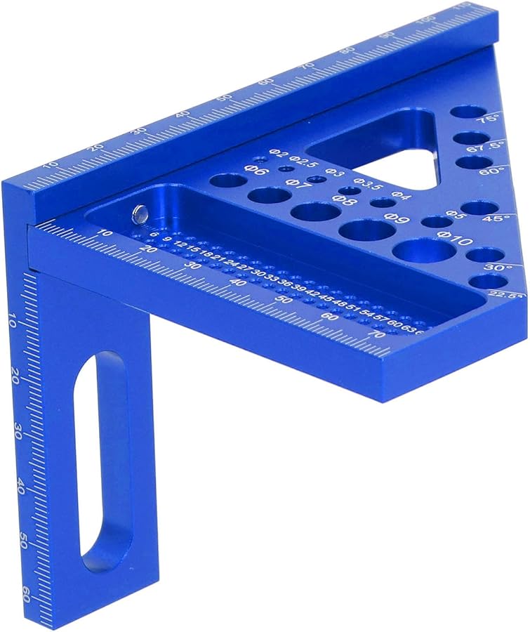 Blue Aluminum Alloy Woodworking Protractor Multi Angle Miter Triangular Ruler Measuring Tool - Image 4