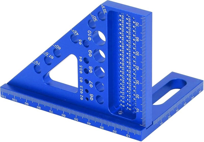 Blue Aluminum Alloy Woodworking Protractor Multi Angle Miter Triangular Ruler Measuring Tool - Image 3