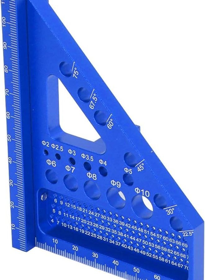 Blue Aluminum Alloy Woodworking Protractor Multi Angle Miter Triangular Ruler Measuring Tool - Image 2
