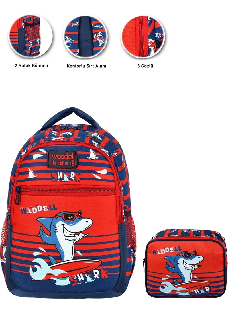 Masho Trend Surfer Shark School Bag + Lunch Fish Bag Boys Primary School Bag Shark Bag Men's Bag