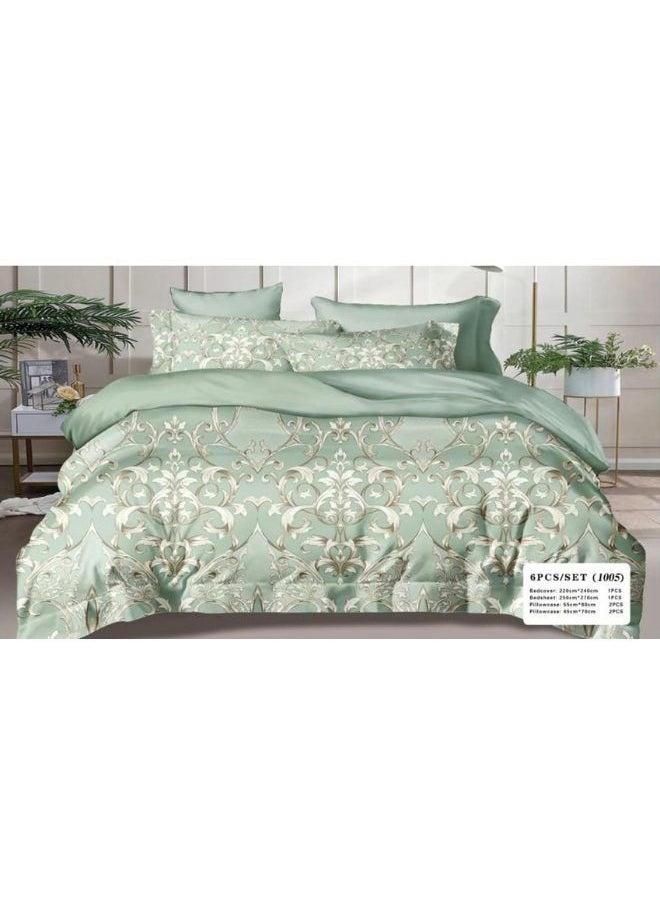 AL RAID - King Size Duvet Cover Set 400 Thread Count Cotton Material Bed Sheet Set 6 Pcs Soft & Breathable Bedding Set for All Seasons Includes 1 Duvet Cover 1 Fitted Sheet 4 Pillow Cases - Image 1