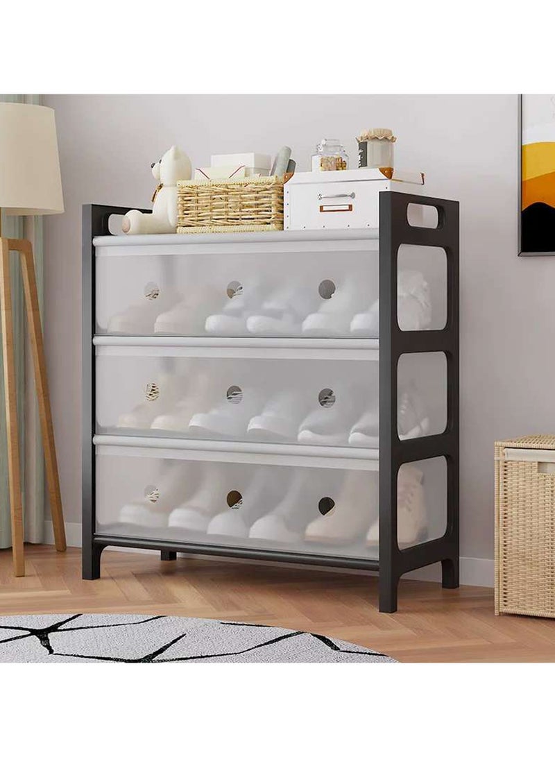 LINGWEI Shoe Rack Organizer, 4 Tier Shoe Storage, Plastic Freestanding Shoe Shelves, Dustproof Shoe Stand - Image 2