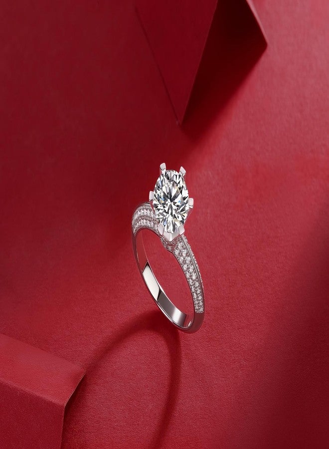 FANCIME Moissanite Engagement Rings for Women Sterling Silver Engagement Ring Moissanite Promise Rings for Her,Wedding Bands Moissanite Rings 1CT Size 6 - Image 4