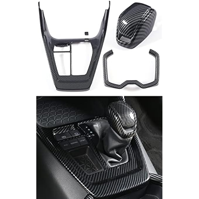 rayihni For RAV4 2024 2023 Gear Shift Protective Panel Cup Holder Trims Gear Shift Knob Cover Interior Center Console Antiscratching Protectors for 2022 2021 2020 2019 Toyota RAV4 Sporty Carbon Fiber - Image 1