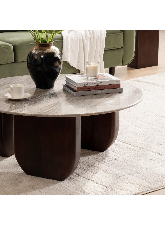 Pan Home Grugaris New Coffee Table Marble - White And Brown ~ Brown - Image 4