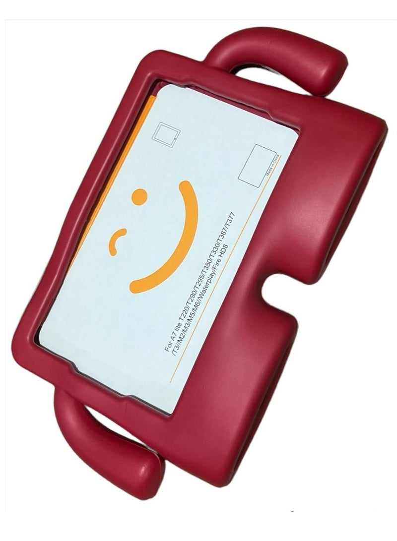 Cartoon Shockproof Kids Friendly Case Stand For Samsung Tab A9 8.7 Inch 2023 - (Dark Red) - Image 1