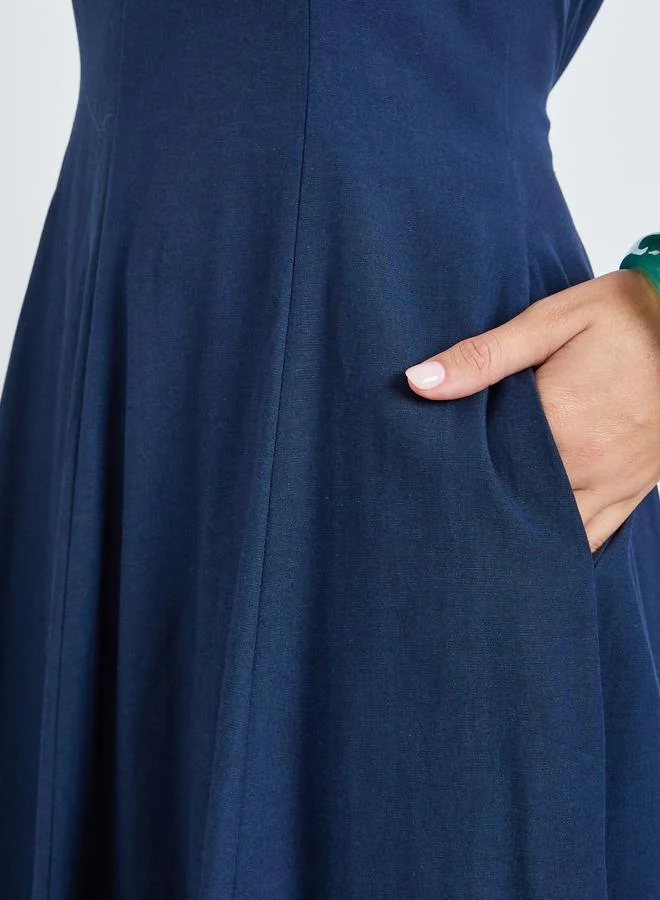 Styli navy blue Navy Blue Sleeveless A-Line Maxi Dress for Women | Best Price UAE