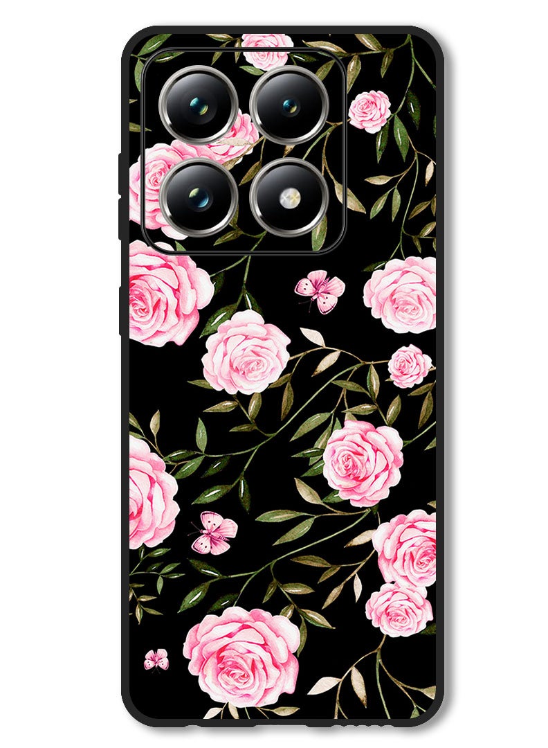 Theodor Case Compatible with Xiaomi 14T Pro Protection Shockproof Bumper Cover Rose In Bunches Of Small Leaves - Image 1