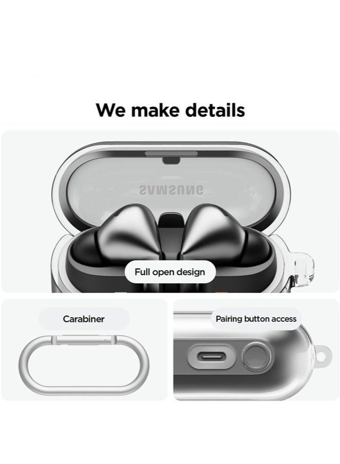 KENSUO Samsung Galaxy Buds 3 & Pro Case with Cleaner Kit, Clear Case with Carabiner, Premium TPU Cover, Wireless Charging, Headphone Accessories (Clear) - Image 3