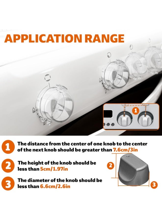 Bukela Gas Stove Knob Safety Covers, 6Pcs Child Proof Stove Covers, Non-Universal Baby Proof Oven knobs Locks for Only Height Under 1.65"（Clear） - Image 4