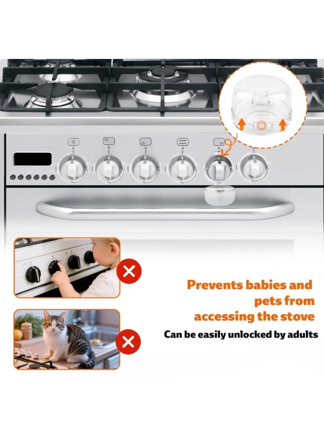 Bukela Gas Stove Knob Safety Covers, 6Pcs Child Proof Stove Covers, Non-Universal Baby Proof Oven knobs Locks for Only Height Under 1.65"（Clear） - Image 5