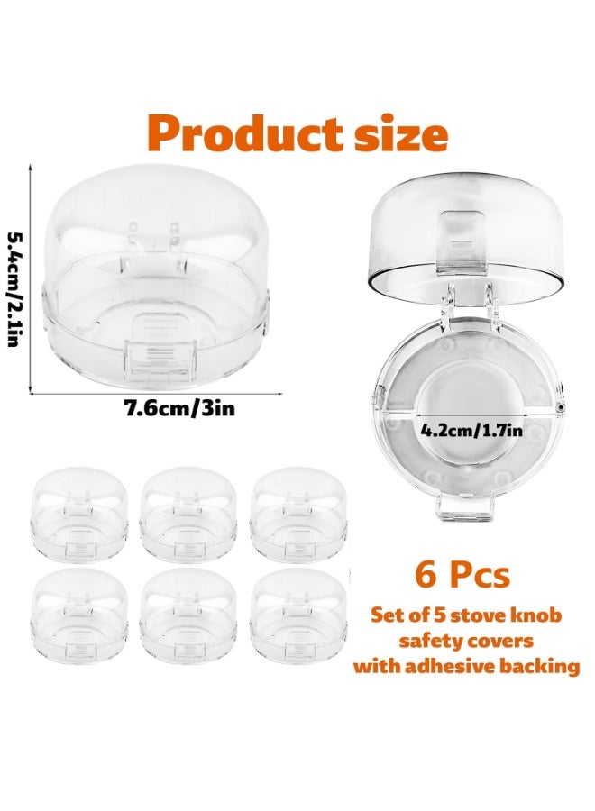 Bukela Gas Stove Knob Safety Covers, 6Pcs Child Proof Stove Covers, Non-Universal Baby Proof Oven knobs Locks for Only Height Under 1.65"（Clear） - Image 2