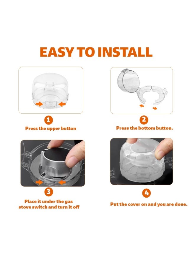 Bukela Gas Stove Knob Safety Covers, 6Pcs Child Proof Stove Covers, Non-Universal Baby Proof Oven knobs Locks for Only Height Under 1.65"（Clear） - Image 3