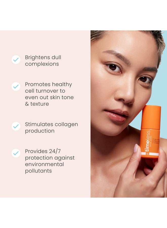 تايملس سكين كير سيروم فيتامين سي للعناية بالبشرة الخالدة مع فيتامين هـ وحمض الفيروليك - سيروم مُشرق يحتوي على 10% من فيتامين سي - سيروم للوجه للبشرة الدهنية والجافة - سيروم خالٍ من العطور للعناية بالبشرة - 1 أونصة - Image 3