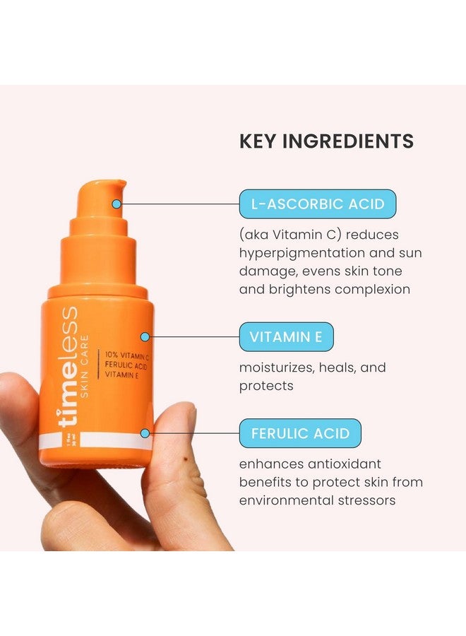تايملس سكين كير سيروم فيتامين سي للعناية بالبشرة الخالدة مع فيتامين هـ وحمض الفيروليك - سيروم مُشرق يحتوي على 10% من فيتامين سي - سيروم للوجه للبشرة الدهنية والجافة - سيروم خالٍ من العطور للعناية بالبشرة - 1 أونصة - Image 4
