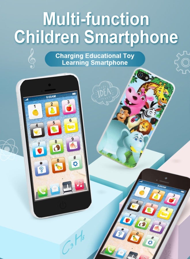 لعبة هاتف محمول تعليمية، 8 أوضاع، أضواء ملونة، لعبة هاتف محمول متعددة الوظائف قابلة لإعادة الشحن، لعبة تفاعلية لتعليم الذكاء في مرحلة الطفولة المبكرة، الموسيقى وتعلم اللغة الإنجليزية، مناسبة للأولاد والبنات من عمر 18 شهرًا فما فوق، لون أسود. - Image 2