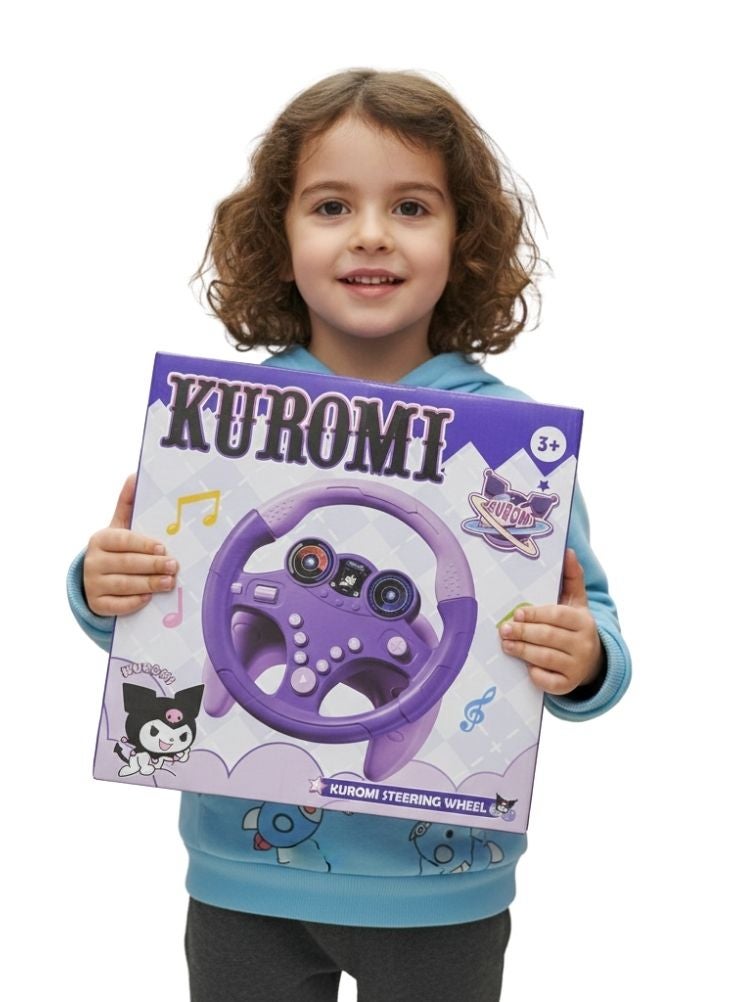 بريميم لعبة عجلة القيادة الموسيقية كورومي – لعبة تفاعلية أرجوانية اللون للعب التخيلي مع أزرار صوتية، تصميم كرتوني لطيف للأطفال من عمر ثلاث سنوات فما فوق، هدية ممتعة في المملكة العربية السعودية - Image 2