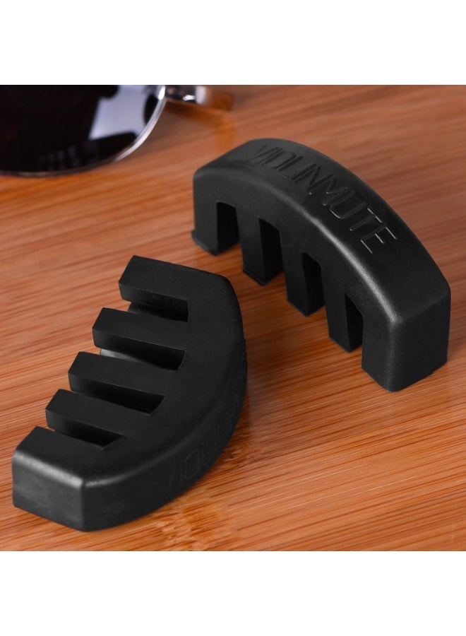 2 قطعة من كاتم صوت الكمان المطاطي للتدريب على العزف على الكمان 4/4 و 3/4 و 1/2، لون أسود - Image 2