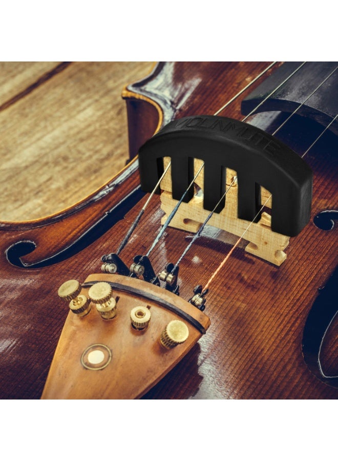 2 قطعة من كاتم صوت الكمان المطاطي للتدريب على العزف على الكمان 4/4 و 3/4 و 1/2، لون أسود - Image 3