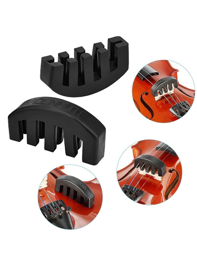 2 قطعة من كاتم صوت الكمان المطاطي للتدريب على العزف على الكمان 4/4 و 3/4 و 1/2، لون أسود - Image 4