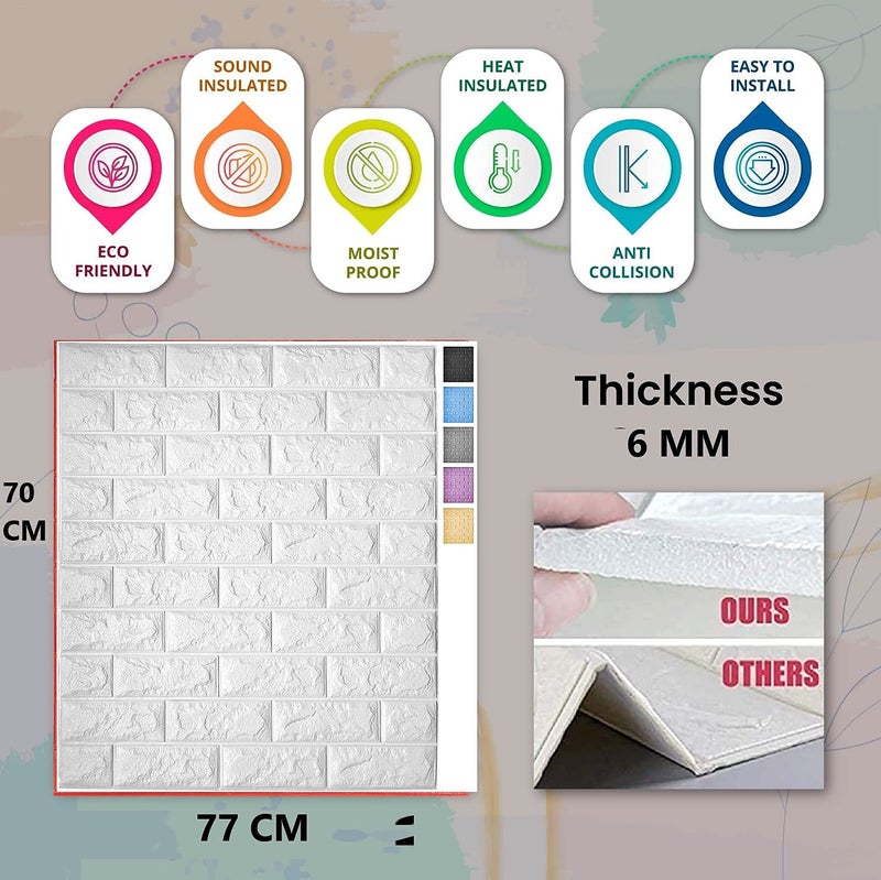 SPECULO Brick Wallpaper - Self Adhesive Pe Foam Brick Design 3D Wall Stickers/Diy Wallpaper For Home Hotel Living Room Bedroom & Café ( 70 X 77 Cm, Appx. 5.8Sq Feet) White (Pack Of 15) - Image 4