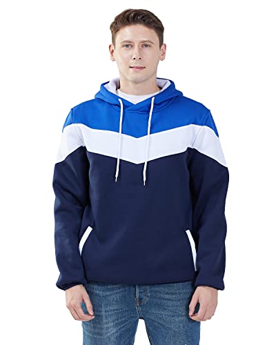 Mooncolour Mens Novelty Color Block Hoodies Cozy Sport Autumn Outwear Dark Blue US X-Large Dark Blue US X-Large - Image 2