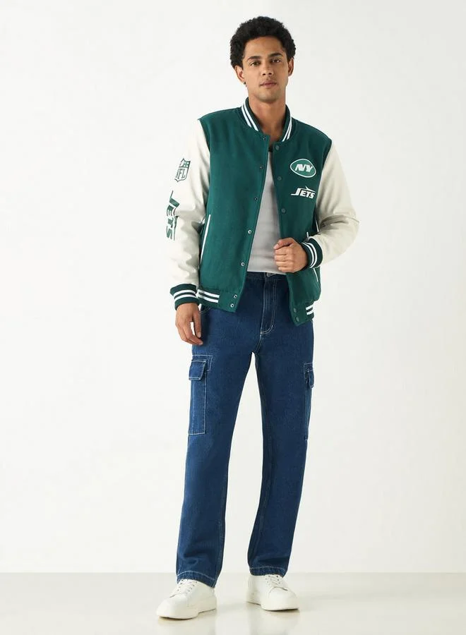 SP Characters The New York Jets Print Button Through Jacket with Pockets