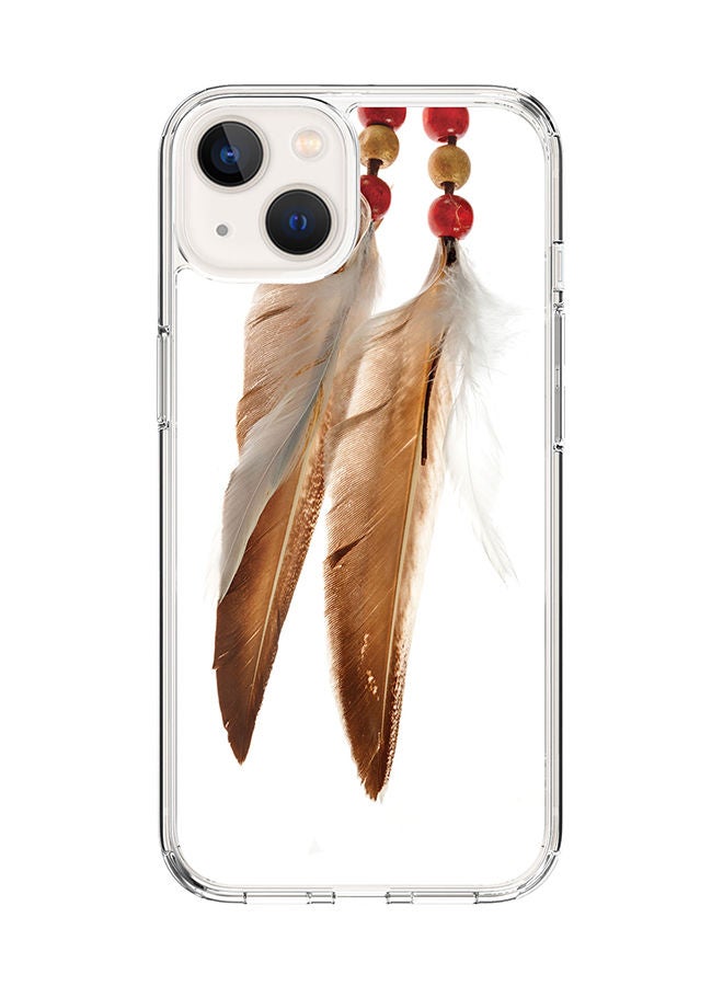 Stylizedd Classic Clear Case for Apple iPhone 14 Hybrid Soft Case Flexible Edges Anti Drop TPU PC Gel Thin Transparent Cover [ Designed for Apple iPhone 14 ] - Chief Longfeathers Full Print - Image 1