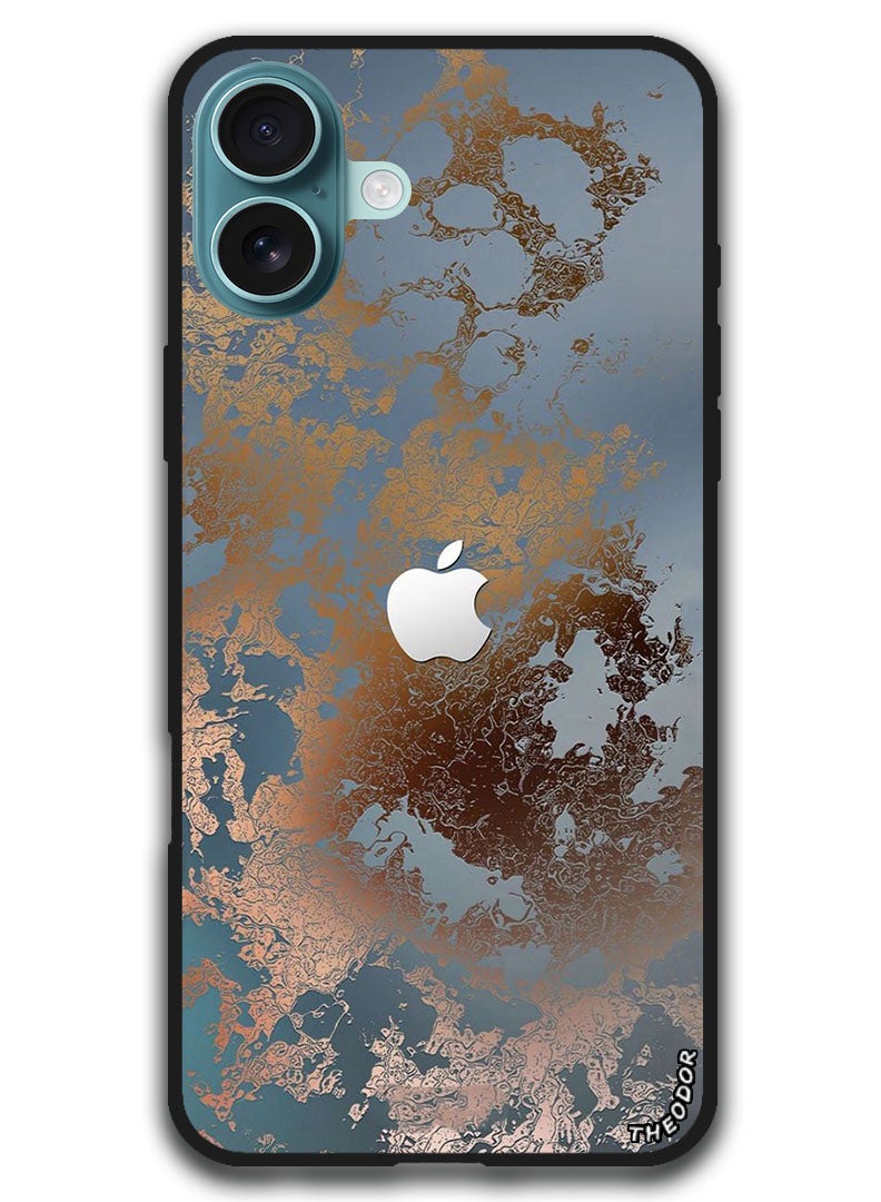 Theodor Protective Case Anti Scratch Shock Proof Bumper Cover For iPhone 16 Plus (6.7)-inch Golden Grey Design - Image 1