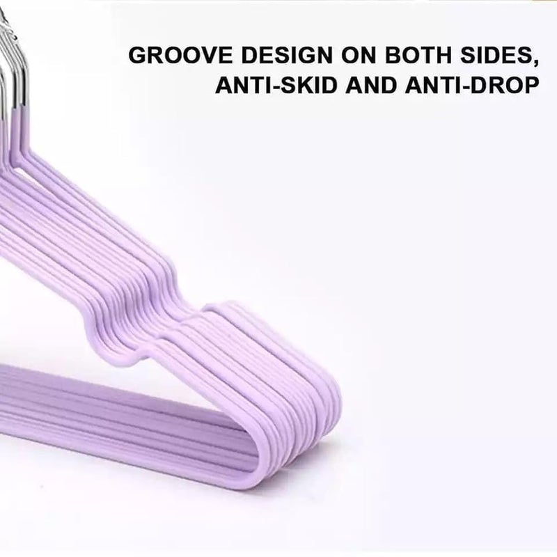 Metal Clothes Hangers Set of 10 Non Slip Silicone Padded Clothes Hangers Strong Hangers for Hanging Clothes Closet Organizer Large Size for Shirts, Dresses, Pants i - Image 3