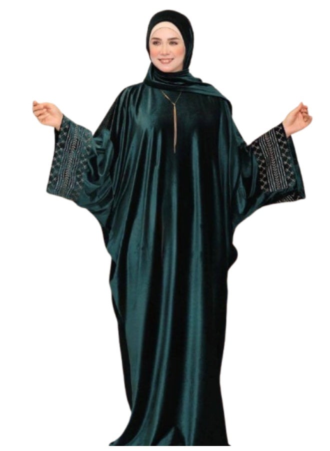 إسدال قطيفة مطرز صلاة واستقبال وخروج حريمي خامة قطيفة چنچاه تقيلة - Image 1