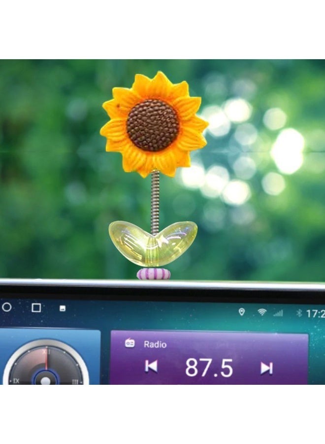 5pcs Sunflower Car Dashboard Decoration, Shaking Sun Flower Car Dashboard Toys Accessories for Women, Cute Car Interior Console Ornaments - Image 4