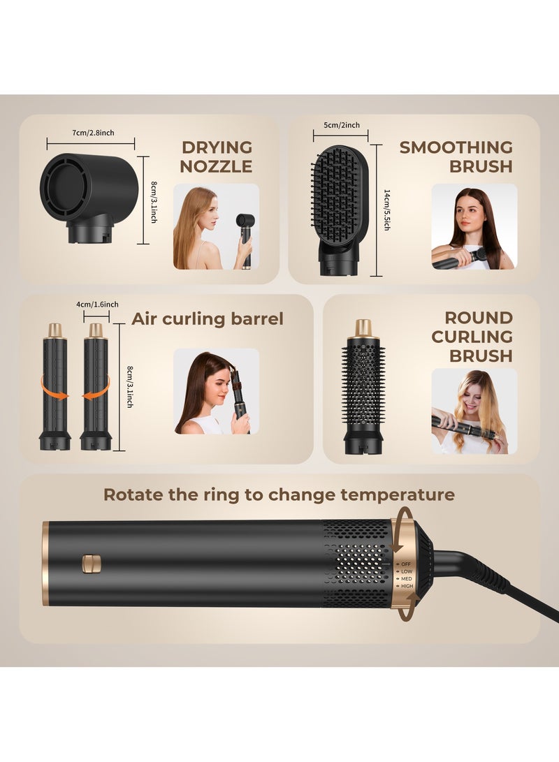 Generic Multi-Styler 5 IN 1 Negative Ion Hair Dryer Brush Set, Straight+Wavy Brush Hairstyler, 1000W Upgrade Hot Air Brush Air Styler Air Curler, Three speed temperature control Curling Iron Hair Styling Tools As A Gift for Straightener/Curl/Drying/Smoothing, Black/with Heat Protective Glove  - Image 3