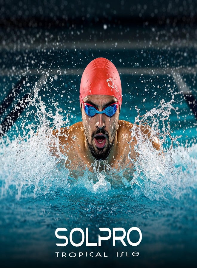 Solpro Tropical Isle Unisex Swimming Cap|for Men,Women,Boys,Girls,Athletes,Swimmers|for Training,Competition in Swimming Pool,Water Sport,Beach,Water Park & Activties|One Size Fits All(Red) - Image 2