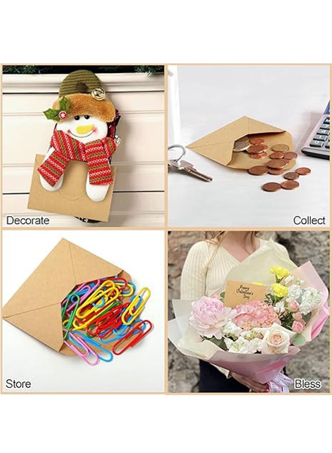 Happy D Kraft Paper Invitation Envelopes 4.13x2.75" Mini Brown Envelopes for Cards, Photos, Invitations, Weddings, Baby Shower, Birthiday（60pcs） - Image 3