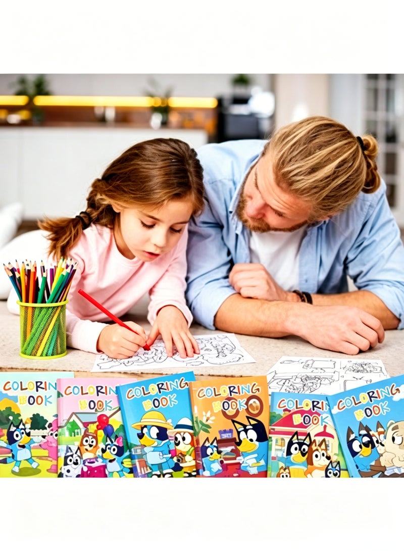6-piece set of Bluey coloring books for kids, with various colorful designs - Image 3