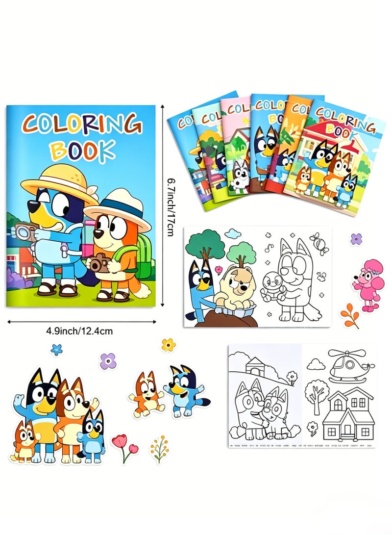 6-piece set of Bluey coloring books for kids, with various colorful designs - Image 2
