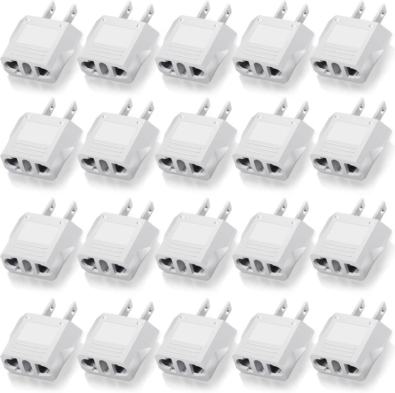 eBoot EBOOT 20 Pack EBOOT Europe to USA Plug Adapter American Plug Adapters Converter Travel Voltage Converter EU to Us Electrical Outlet Power Universal Connector White  - Image 1
