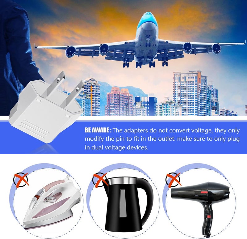 eBoot EBOOT 20 Pack EBOOT Europe to USA Plug Adapter American Plug Adapters Converter Travel Voltage Converter EU to Us Electrical Outlet Power Universal Connector White  - Image 3