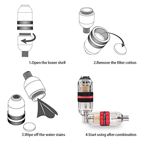 SAGUD Airbrush New Premium Airbrush In-Line Mini Air Filter Air Brush Water Moisture Oil Trap Separator Kit, Connects onto Airbrushes and Hoses with 1/8” Threads - Image 4