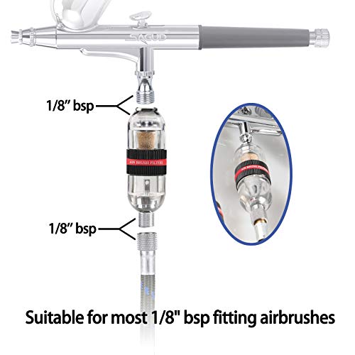 SAGUD Airbrush New Premium Airbrush In-Line Mini Air Filter Air Brush Water Moisture Oil Trap Separator Kit, Connects onto Airbrushes and Hoses with 1/8” Threads - Image 3
