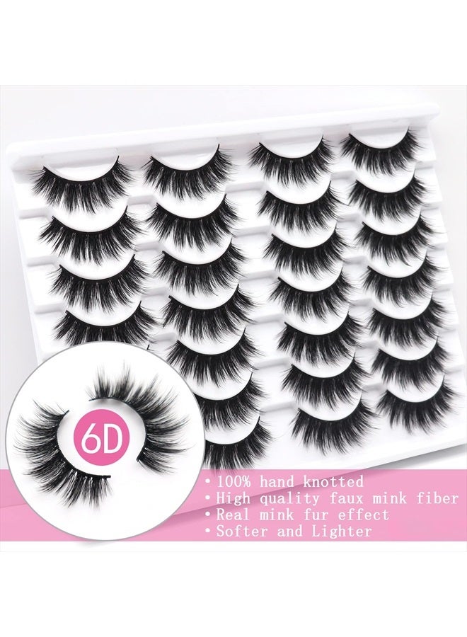 Losha Eyelashes 14 Pairs Eye Lashes Pack Fluffy Volume Faux Mink Lashes with Soft Band 18MM Long False Eyelashes for Women - Image 5